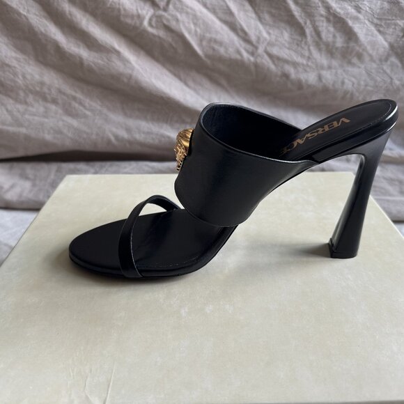 Versace Black Mules with Gold Medusa - Picture 6 of 10